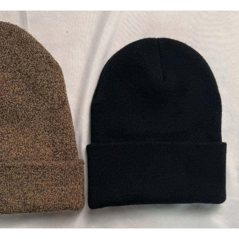 Carhartt A18 Watch Hat Beanie Bundle Black Dark Brown Heather Knit Cap 2 Pack